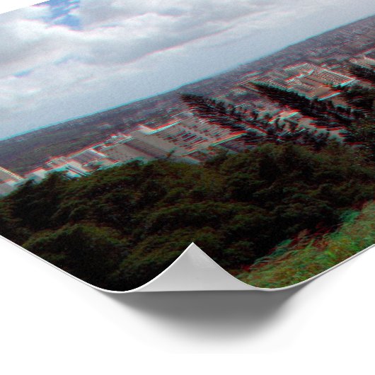 Honolulu Waikiki Diamond 3D Anaglyph Panorama Poster (Hoek)