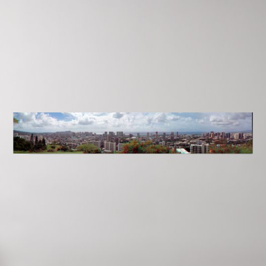 Honolulu Waikiki Diamond 3D Anaglyph Panorama Poster (Voorkant)