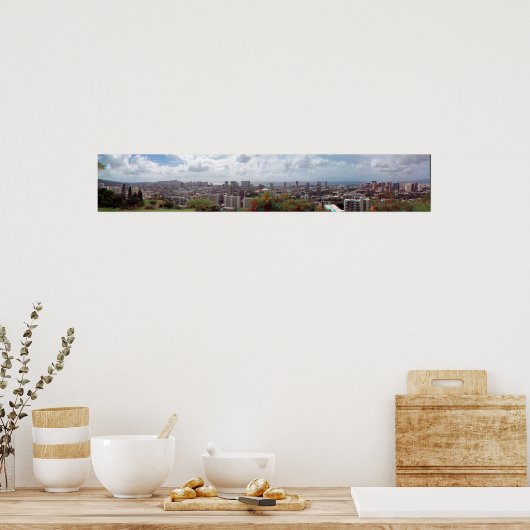 Honolulu Waikiki Diamond 3D Anaglyph Panorama Poster (Keuken)