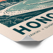 Honolulu Waikiki Diamond Head Schitterend Retro Re Poster (Hoek)