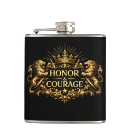 Honor and Courage Black Stainless Steel Hip Flask Heupfles