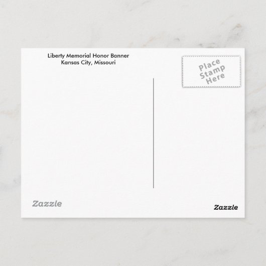 Honor Banner, Liberty Memorial, Kansas City, MO. Briefkaart (Achterkant)