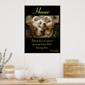 Honor Cradles Puppies in Cozy Rest Poster (Keuken)