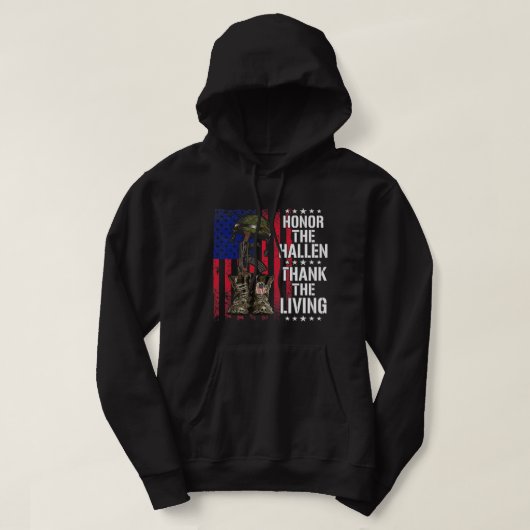 Honor de slachtoffers bedanken de levende veterane hoodie (Design voorkant)
