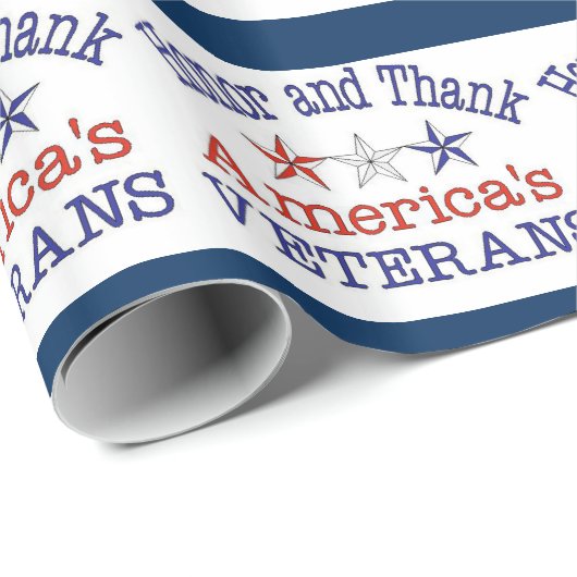 Honor en dank Amerikaanse veteranen Cadeaupapier (Rol Hoek)