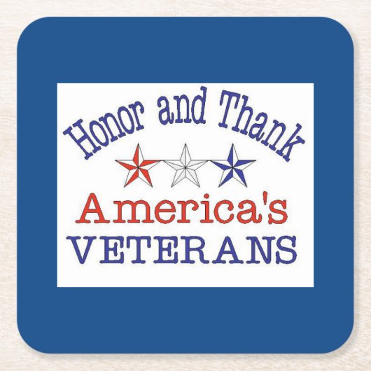 Honor en dank Amerikaanse veteranen Kartonnen Onderzetters (Voorkant)