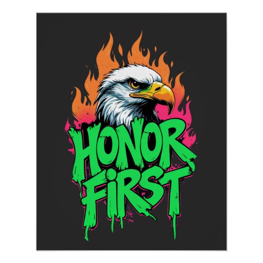 Honor First Bald Eagle Patriottisch Verenigde Stat Perfect Poster (Voorkant)