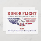 Honor Flight Dank u voor uw service Kaarten (Voorkant / Achterkant)