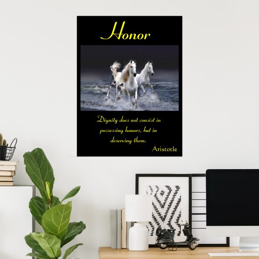 Honor galop over de golven van de Twilight Ocean Poster (Thuiskantoor)