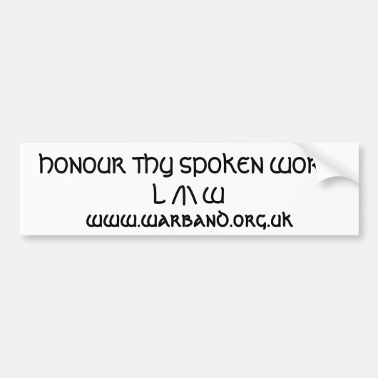 HONOR HUN SPOKEN WOORD BUMPERSTICKER (Voorkant)