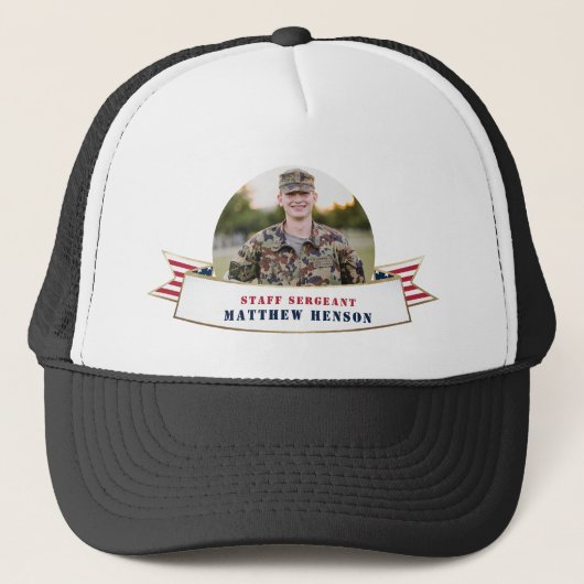 Honor Militaire Dienst Foto Trucker Hat Trucker Pet (Voorkant)
