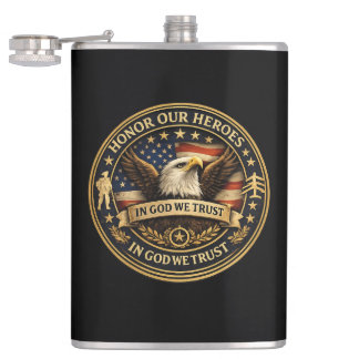 Honor Our Heroes Military Coin Patriotic Flask Heupfles
