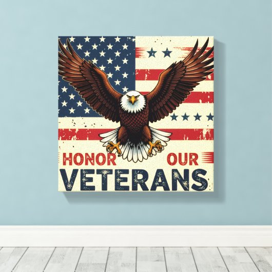 Honor Our Veteran Stretched Canvas Print (Insitu (Houten vloer))