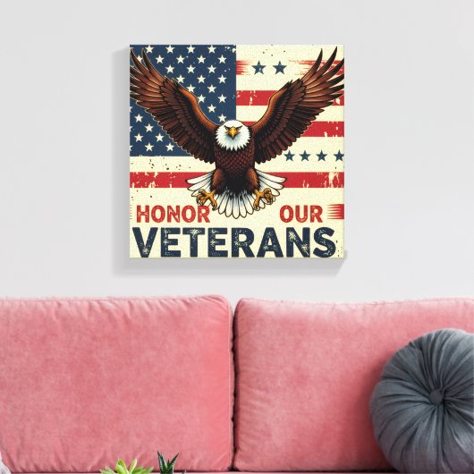 Honor Our Veteran Stretched Canvas Print (Insitu (Woonkamer))
