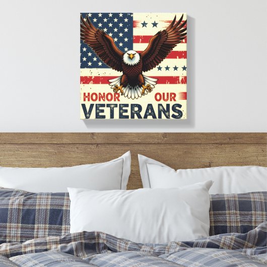Honor Our Veteran Stretched Canvas Print (Insitu (Slaapkamer))