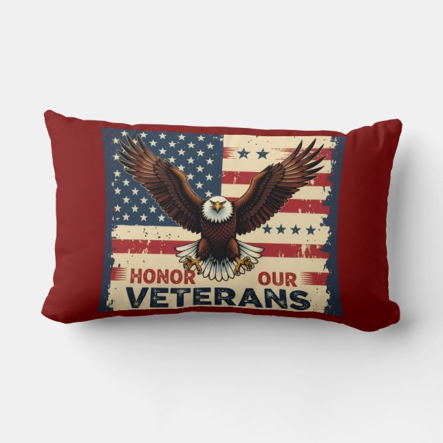 Honor Our Veterans Lumbar Support Throw Pillow Kussen (Achterkant)