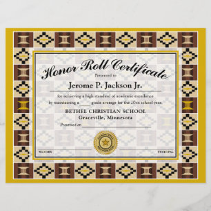 Honor Roll Certificate Kente K17 Earthtone Colors