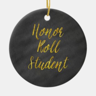 Honor Roll Student Gold Faux Glitter Chalkboard Keramisch Ornament
