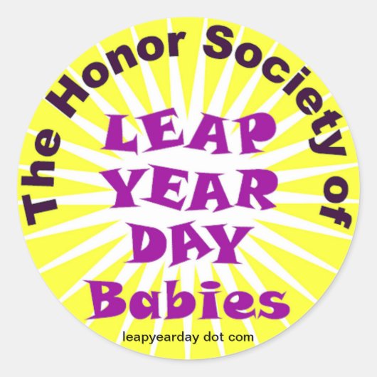 HONOR SOCIETY OF LEAP YEAR DAY BABY'S LOGO RONDE STICKER (Voorkant)