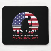 Honor the Fallen Heroes Memorial Day US Flag Manne Muismat (Voorkant)