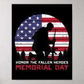Honor the Fallen Heroes Memorial Day US Flag Manne Poster (Voorkant)