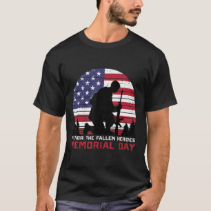 Honor the Fallen Heroes Memorial Day US Flag Manne T-shirt