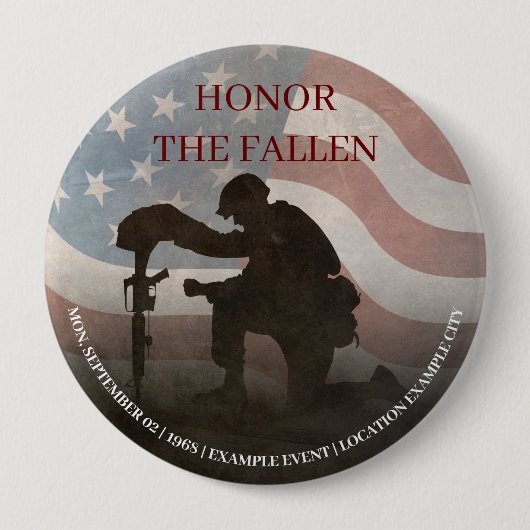 Honor The Fallen Ronde Button 4,0 Cm (Voorkant)