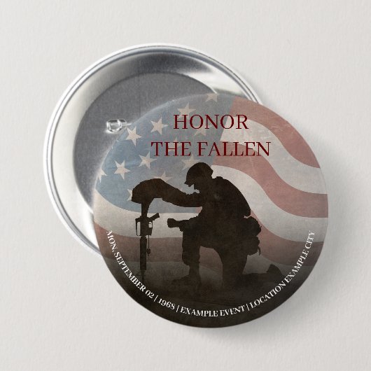 Honor The Fallen Ronde Button 7,6 Cm (Voorkant /achterkant)