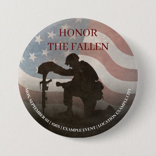 Honor The Fallen Ronde Button 7,6 Cm (Voorkant)