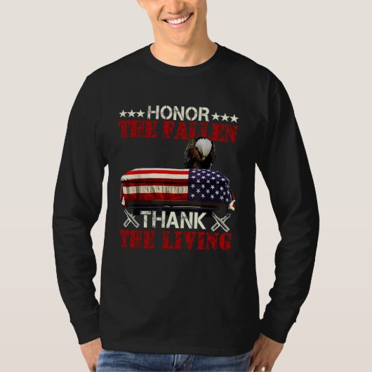 Honor The Fallen Thank Living Veteran Day  4th of  T-shirt (Voorkant)