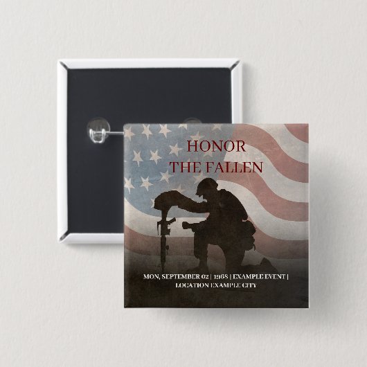 Honor The Fallen Vierkante Button 5,1 Cm (Voorkant /achterkant)
