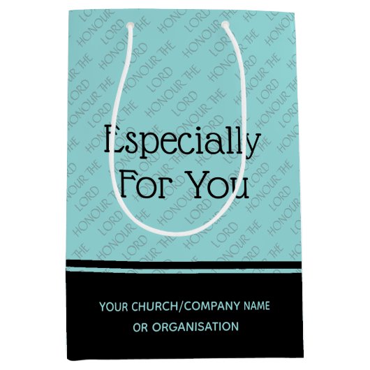 HONOR the LORD Personalized Church Business Aqua Medium Cadeauzakje (Voorkant)