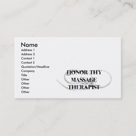 Honor Thy Massage Therapist Visitekaartje (Voorkant)