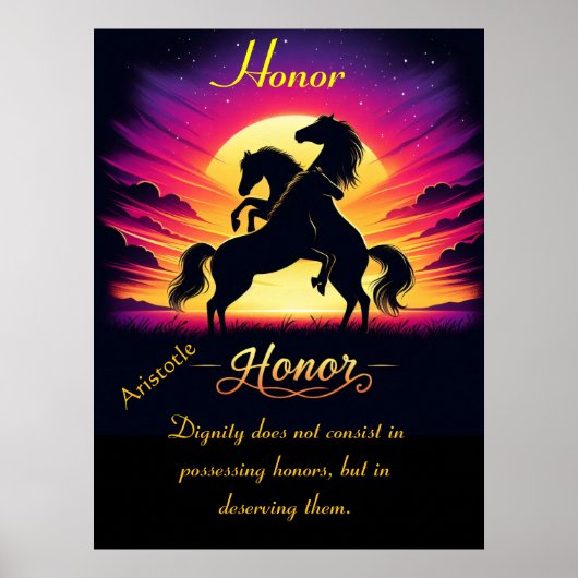 Honor verenigt drie paarden in de schemering poster (Voorkant)