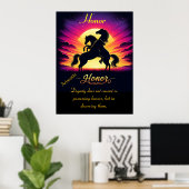 Honor verenigt drie paarden in de schemering poster (Thuiskantoor)