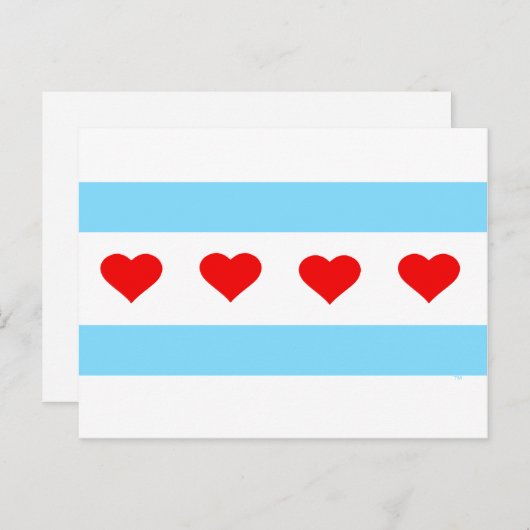 Honorary Chicago Hearts and Stripes Forever Card Briefkaart (Voorkant / Achterkant)