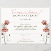 Honorary Fairy Eerste  Bloemen Certificaat (Voorkant)