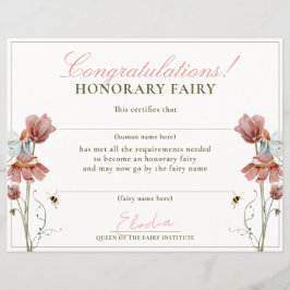 Honorary Fairy Eerste  Bloemen Certificaat