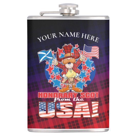 Honorary Scot uit de VS! Heupfles (Voorkant)