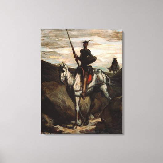 Honore Daumier - Don Quixote in de bergen Canvas Afdruk (Voorkant)