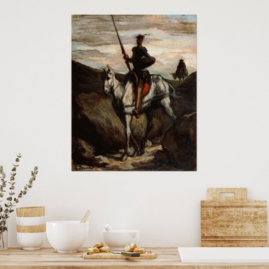 Honore Daumier - Don Quixote in de bergen Poster (Keuken)