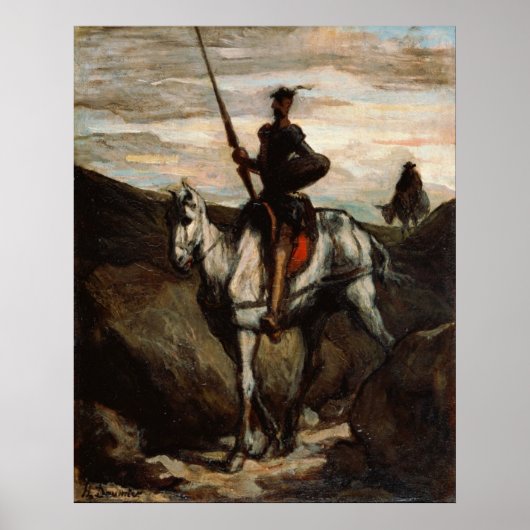 Honore Daumier - Don Quixote in de bergen Poster (Voorkant)