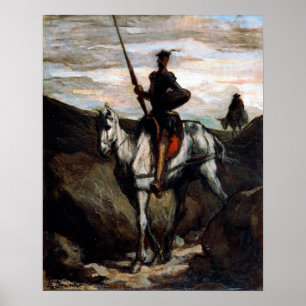 Honore Daumier Don Quixote in de bergen Poster