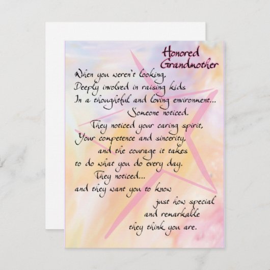 Honored Grandmoeder Bedankt and Appreciation Kaart (Voorkant / Achterkant)