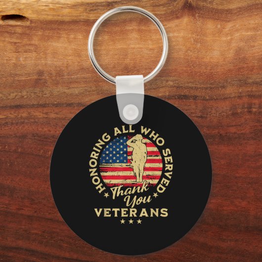 Honoring All Who Served Thank You Veterans Day Sleutelhanger (Voorkant)