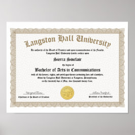 Honors College or University Diploma Replica Poster