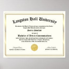 Honors College or University Diploma Replica Poster