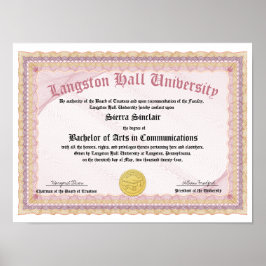 Honors College or University Diploma Replica Poster