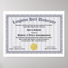 Honors College or University Diploma Replica Poster