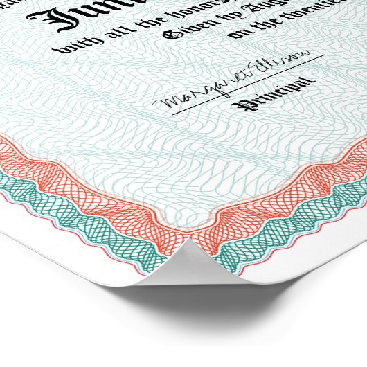 Honours 5e 8e Graad Afstuderen Homeschool Diploma Poster (Hoek)